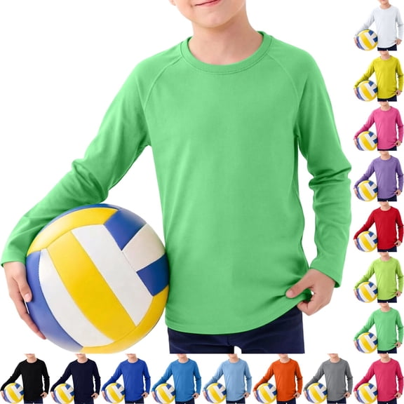Fozruso Long Sleeve Breathable Mesh Raglan Tee for Boys Lightweight Kids Top for Daily Wear Play