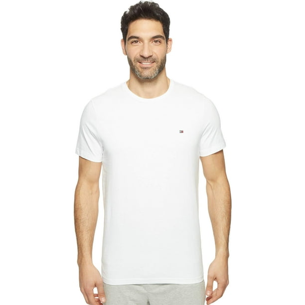 Camiseta de pijama con cuello redondo con la bandera de Tommy Hilfiger para hombre, color blanco