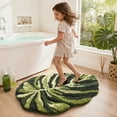 thumbnail image 6 of FRABE Cute Bathroom Rugs with Green Dark Monstera Leaf Plant, Soft Fluffy Plush, Absorbent Non Slip Bath Mat, Machine Washable,for Shower Floor,home, Bedroom, 32"x48", 6 of 10