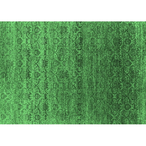 Ahgly Company Indoor Rectangle Oriental Emerald Green Industrial Area Rugs, 5' x 8'