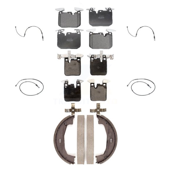 Positive Plus Front Rear Semi-Metallic Disc Brake Pads and Wear Sensors Kit (7Pc) for Car BMW M240i xDrive M235i KPW-100513