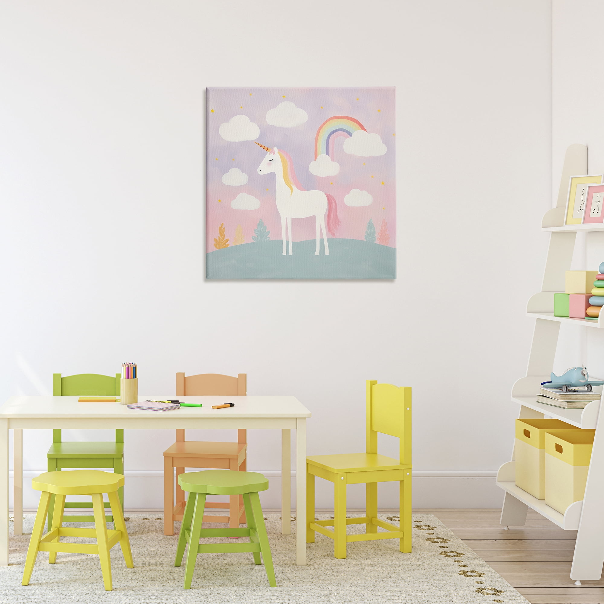 Stupell Industries Mystical Unicorn with Rainbow & Clouds Canvas Wall Art, design by Lazar Studio