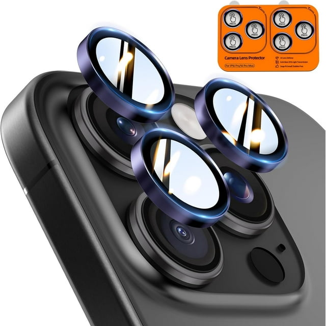 TEMOGU-2 Pack for iPhone 16 Pro Max/iPhone 16 Pro Camera Lens Protectors, Individual Tempered Glass Protectors, Anti-Scratch, Easy Installation, Ultra HD Night Shooting Mode, Purple