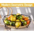 thumbnail image 4 of Frutero para encimera de cocina - Frutero moderno de metal y madera de 12" de ancho - Cesta de frutas grande para encimera de cocina - Cuenco decorativo negro - Cuenco decorativo para centro de mesa, 4 of 6