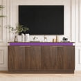 thumbnail image 6 of LKTART 66" Sideboard Buffet Cabinet with Storage,LED Lights,Walnut Modern Credenza Storage Cabinet ,1" Thick Floating Top,Adjustable Shelves,Pivot Door Hardware,for Living Room,Kitchen, 6 of 7