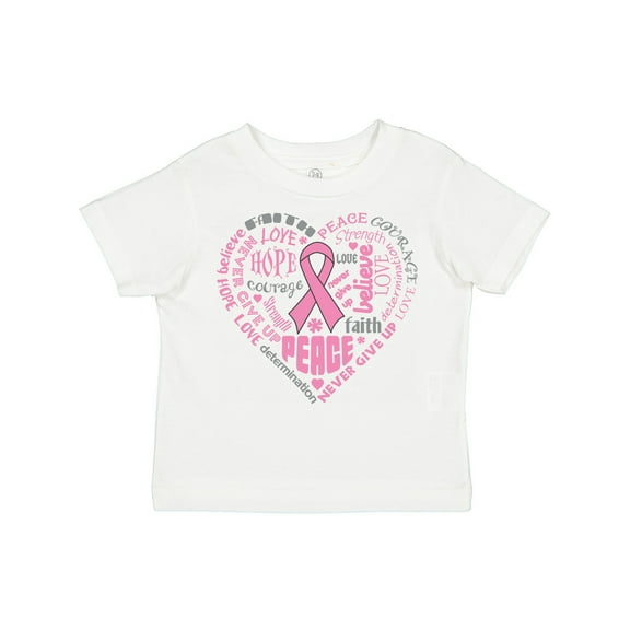 Inktastic Breast Cancer Awareness Heart Words Boys or Girls Toddler T-Shirt
