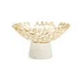 thumbnail image 2 of Classic Touch Web Design Bowl on Marble Base, 9.5 X 5.5 - White and Gold-Tone, 2 of 3
