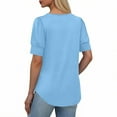 thumbnail image 4 of HomeDM Women's Crew Neck T Shirts Summer Short Sleeve Loose Fit Basic Tee Solid Color - Light Blue/M, 4 of 7