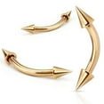 thumbnail image 2 of Curved Barbell 24k Gold Plated Over Surgical Steel With Spike 2 piece 14G 5/16 (1.6x8) (TES/8) (5MM Spike), 2 of 3