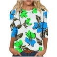thumbnail image 2 of Ounisa T-Shirts à Manches 3/4 pour Femmes Col Rond Mode Décontractée Quotidienne Imprimé Tissu Doux Respirant Printemps 2026 Quotidien Décontracté Confortable Élégant Tendance Hauts P-2TG, 2 of 4