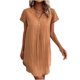 thumbnail image 1 of Vestido de Verano de Manga Corta para Mujeres Mini Vestido Casual de Cuello en V Sólido, Mini Vestido de Manga Corta para Fiestas de Primavera, 1 of 7