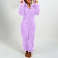 thumbnail image 2 of Rotm Onesie Pajamas for Women Womens Onesies Pajamas One Piece Hooded Adult Pajama Jumpsuit Winter Fuzzy Sleepwear Purple,3XL, 2 of 5