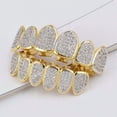 thumbnail image 4 of 18 Chapado en Oro 3A Parte Inferior de Circón Rejils CUSTOM Juego de de Boca Sunnimix Dientes de la boca Grills tapas, 4 of 8