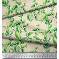 thumbnail image 2 of Soimoi White Cotton Jersey Fabric Jasmine Leaves Print Fabric by the Yard 64 Inch Wide, 2 of 3