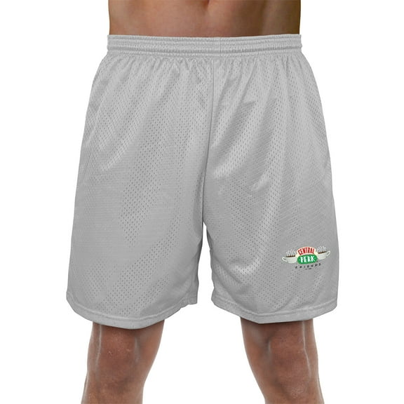 Friends Central Perk Logo Mens Lined Mesh Shorts, Silver, Large