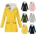 thumbnail image 4 of Women's Oversized Fleece Lined Jackets Outdoor Waterproof Warm Overcoat Mid-length Long Sleeve Rain Jacket for Hiking Travel, 4 of 5