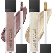 FOCALLURE 2PCS Liquid Glitter Eyeshadow,Metallic Long Lasting Waterproof Eye Makeup,COCO