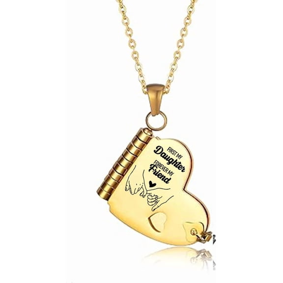 For Daughter - First My Daughter Forever My Friend Book Necklace, To My daughter Book Necklace, Openable Chapter book necklace from Mom daughter for Birthday, Encouragement & Everyday Love