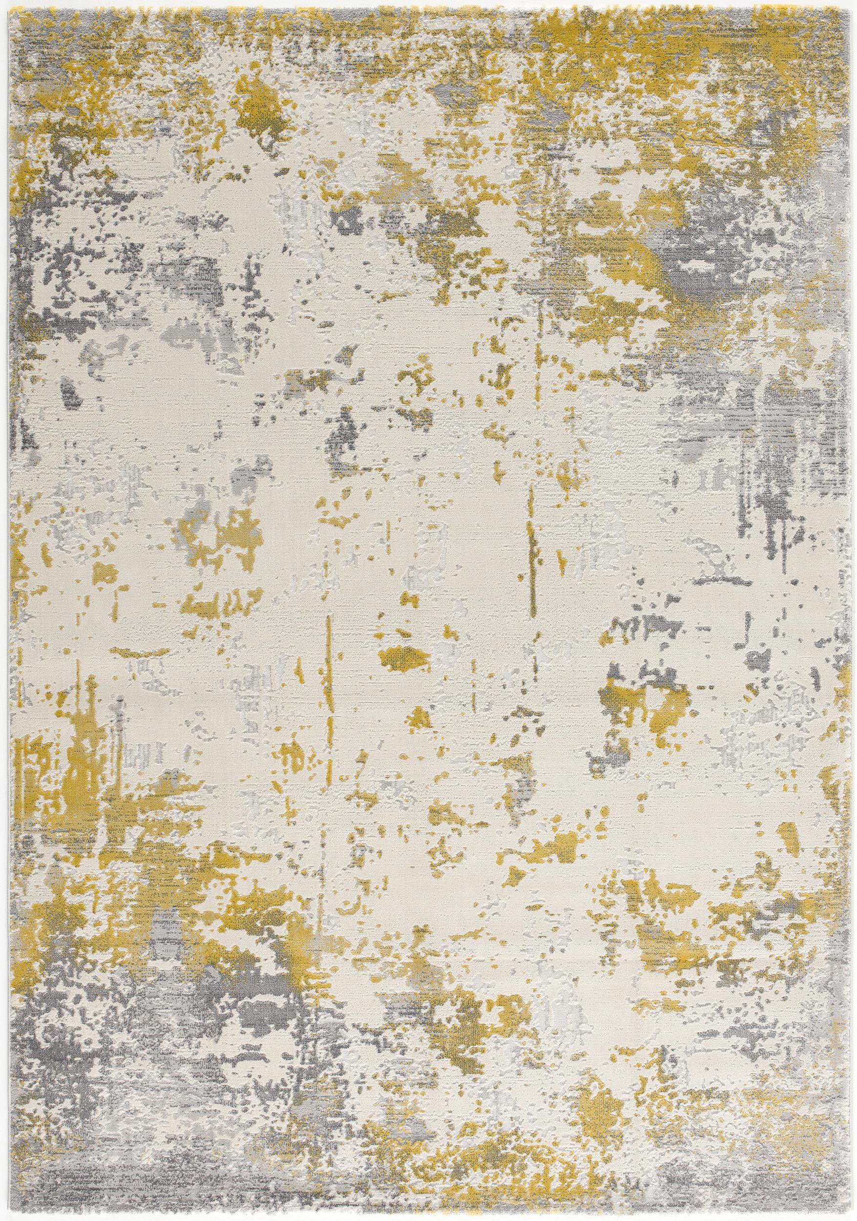 Rug Branch Vogue 2' x 5' (Exact Size: 2'3" x 5') Abstract Indoor Doormat Rug, Gold Grey, Contemporary - Entryway, Hallway, Bathroom, and Kitchen