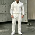 thumbnail image 2 of Stamzod Men's Clothing Sets 2 Piece Linen Outfits Casual V-Neck Pullover Top Long Pants Set 2026 Vacation Beach Outfit, 2 of 5
