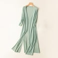 thumbnail image 4 of Clearance! Mifelio Long Cardigans for Women Ladies' Solid Linen Ice Cotton and Linen Knit Cardigan Midi Womens Cardigan Green L, 4 of 5