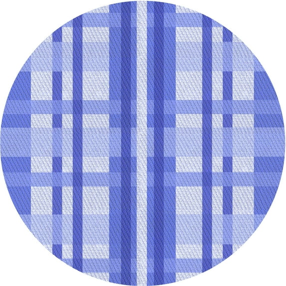 Ahgly Company Machine Washable Indoor Round Transitional Blue Ribbon Blue Area Rugs, 3' Round