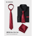 thumbnail image 3 of HISDERN Black Dress Shirt for Men Long Sleeve with Matching Tie and Handkerchief Set Button Down, 3 of 10