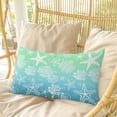 thumbnail image 4 of Teal Blue Ombre Coastal Pillow Covers, Linen Long Throw Pillow Case, Sea Nautical Summer Beach Starfish Coral Holiday Pillow Protector Decorative Cushion Cover for Living Room/Bedroom 20" x 30", 4 of 8