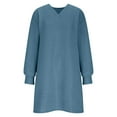 thumbnail image 4 of Midi Dresses for Women Solid Color Casual Long Sleeved V-neck Side Pocket Casual Fashion Dress A-Line Casual Loose T-Shirt Beach Sundress, 4 of 6