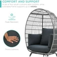 thumbnail image 4 of CHAUKY Wicker Egg Chair, Oversized Indoor Outdoor Lounger for Patio, Backyard, Living Room w/ 4 Cushions, Steel Frame, 440lb Capacity - Gray/Charcoal, 4 of 14