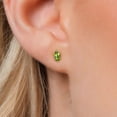 thumbnail image 3 of Gem Stone King 14K Yellow Gold Green Peridot Doble Notch Stud Earrings for Women Men | 0.50 Cttw | Gemstone August Birthstone | Marquise 6X3MM, 3 of 6