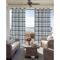 thumbnail image 4 of Blue Plaid Blackout Curtains 45 Inches Long for Bedroom, Watercolor Checkered Blue Ombre Thermal Insulated Room Darkening Black Out Window Curtain Panels Grommet Drapes for Living Room, 4 of 8
