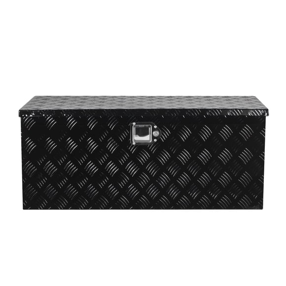 KFFKFF Heavy Duty Aluminum Truck Bed Tool Box, Stripes Plated Tool Box with Sliding Shelf, Side Handle, Lock & Keys, Storage Toolbox Chest