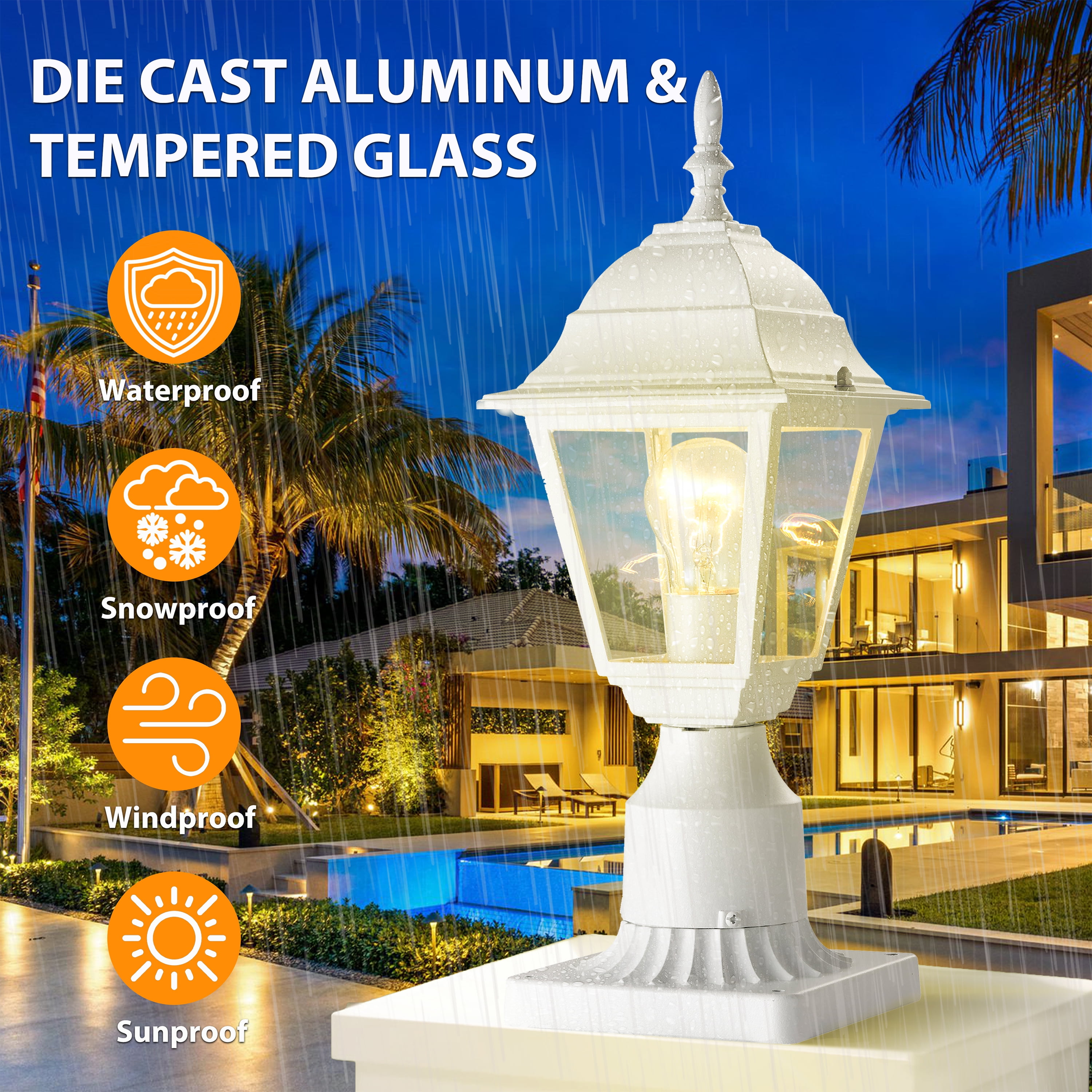 ASHOP Outdoor Post Lights 2 Pack White Aluminum Porch Light Fixtures for Patio Entryway Front Door