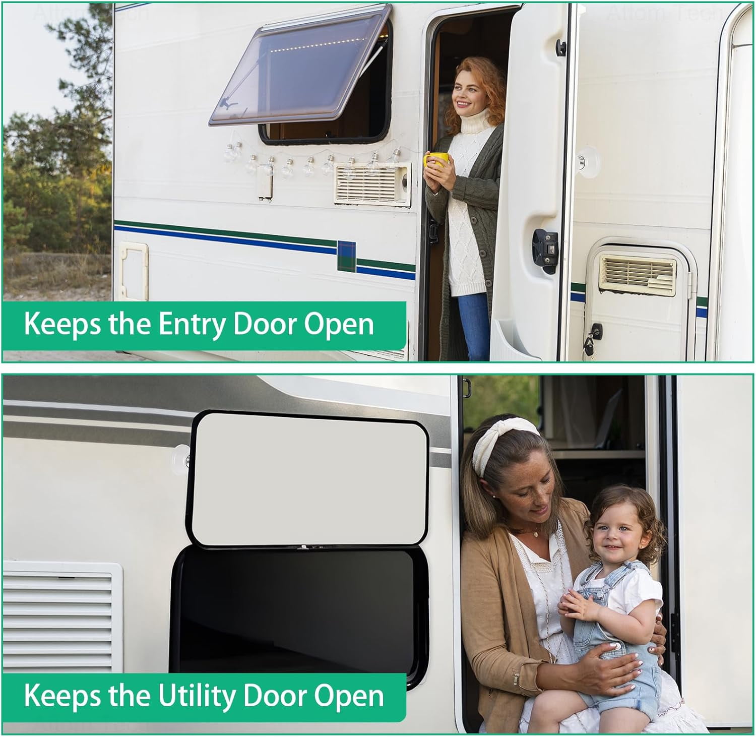 JJEAN-RV White Magnetic Door Stop for Door Holding & Stopping, Easy Install Non-Obtrusive Design, Flexible Mounting Options for RV, Older Homes & Uneven Doors, Protects Walls(2PCS)