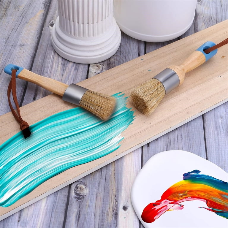 ROLLINGDOG 3-Piece Chalk Paint & Wax Brush Set – Oval Synthetic Filament, Stainless Steel Ferrule, Ergonomic Rubber Handle, Sizes 25/35/45mm