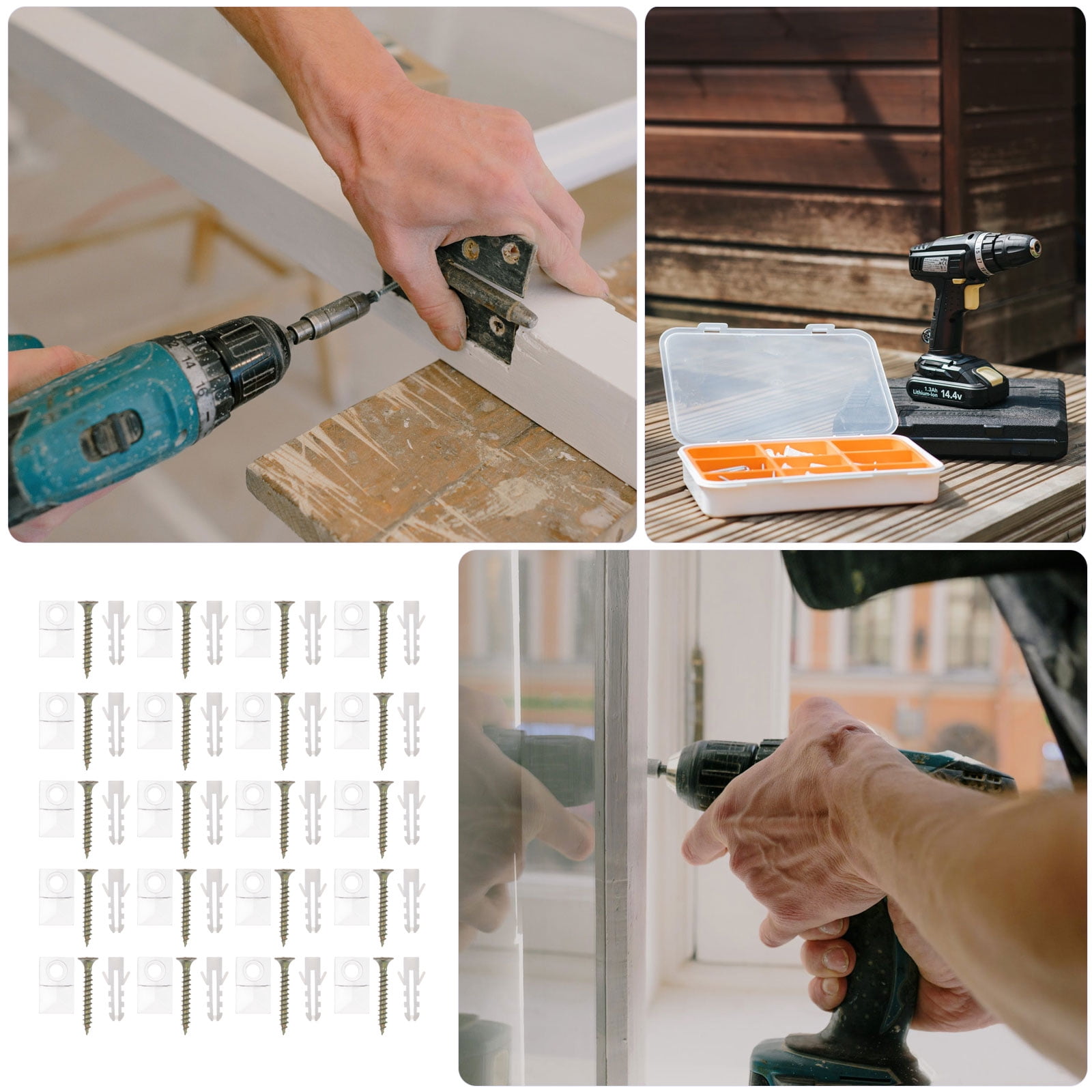 Monyance Mirror Hanging Kit 50 Sets of Plastic Mirror Holder Household Mirror Mounting Anchor Hanging Kit(0.83X0.51X0.2Inches)