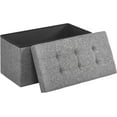 thumbnail image 1 of Livearty (TM) 30 Inches Folding Storage Ottoman Bench, Storage Chest/Footrest/Padded Seat, Poly Linen Storage Organizer (Grey, 30" x 15" x 15"), 1 of 6