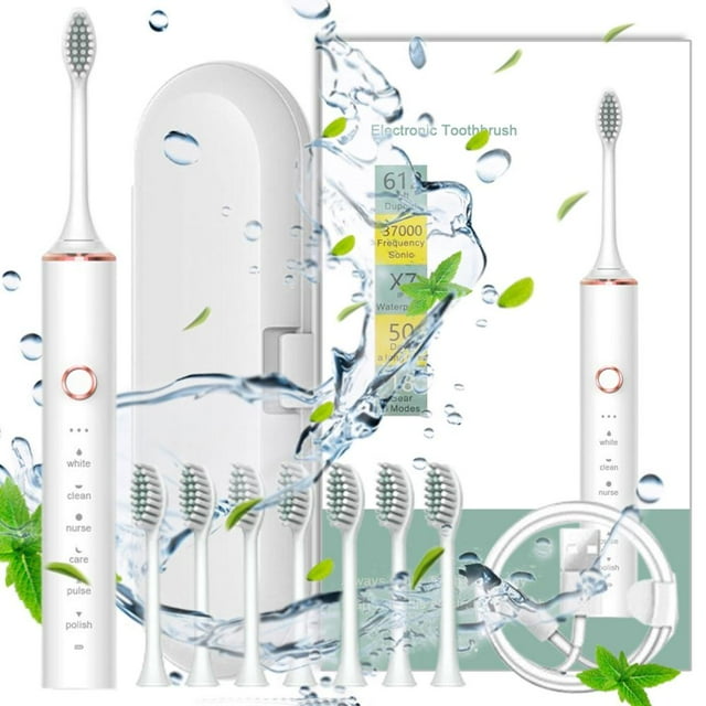 Feltree Toothbrush, Toothbrush with 8 Brush Heads, With Toothbrush Box, 6 Cleaning Modes, Water Proofing IPX7 Water Proofing Toothbrush, -Newly