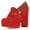 Red, variant on Women Elegant Platform Chunky High Heels Pumps Buckled Round Closed Toe Slip On Dressy Prom Party Slide Shoes Size 16 Red