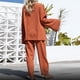 thumbnail image 4 of ICHUANYI Clearance Women's Fashion Casual Solid Color Cardigan+Pants Set Long Sleeve V-Neck Top/Shirt Set(Orange, L) ICHUANYI WER2023081514118, 4 of 7
