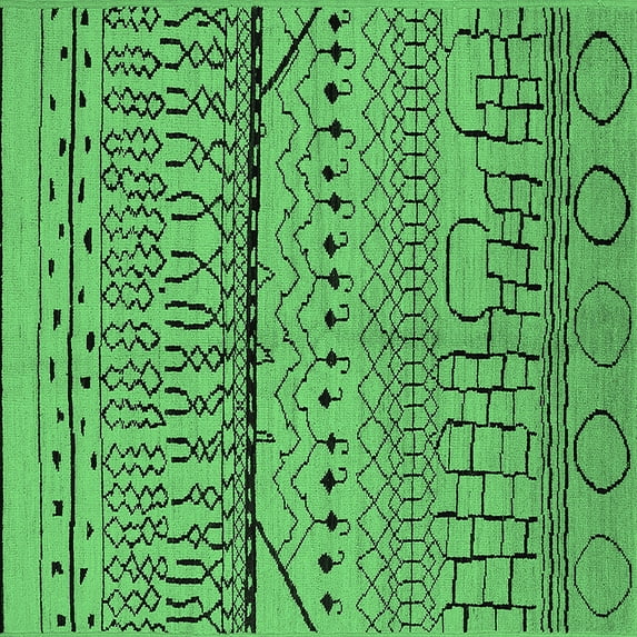 Ahgly Company Indoor Square Solid Emerald Green Modern Area Rugs, 4' Square