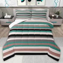 jejeloiu Minimalist Geometric Artwork Twin Comforter Sets,Colorful Vintage Stripe Bedding Set For Kids 2 Pieces