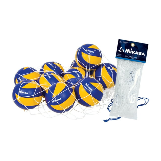 Mikasa MBB 16 Ball Net Bag - All Purpose Polyester Sack For Sport Equipments, White and Blue