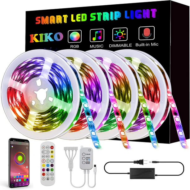 LED Strip 20m 4X16.4ft Ultra-Long KIKO Smart Led Lights SMD 5050 RGB Color Changing Rope Lights with Bluetooth Controller to Music Apply and Home Decoration - Walmart.com