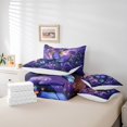 thumbnail image 4 of Purple Butterfly Bed In A Bag Queen Rose Flower Print Woman Adult Comforter Set,Galaxy Glitter Decor Bedding Set 7 Pieces,Floral Leaf Sheet Set, 4 of 5