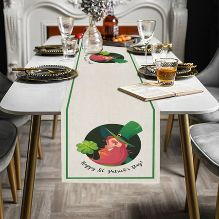 

VKEKIEO Table Runner Tablecloth St. Patrick s Day Print 13 X 70 Inch For St. Patrick s Day Table Decorations