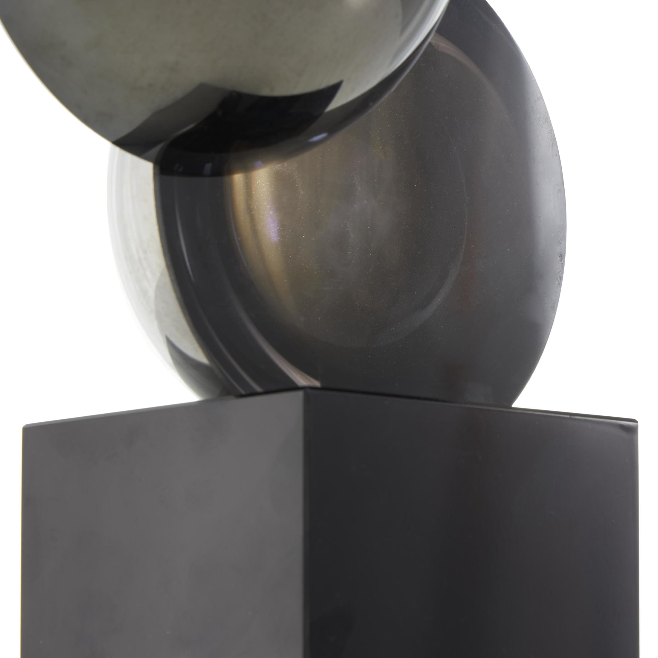 6" x 18" Black Glass Stacked Orb Abstract Sculpture with Black Base, by DecMode