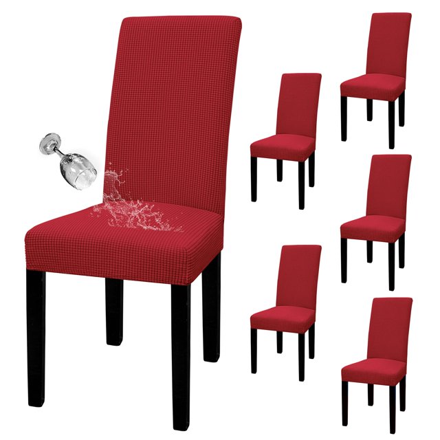 Juego de 6 fundas para silla Easy-Going, impermeables, de jacquard elástico, color rojo