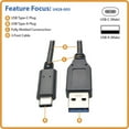 thumbnail image 2 of Tripp Lite U428-003 3' USB 3.1 Type C to USB 3.0 Type A Cable, 2 of 3